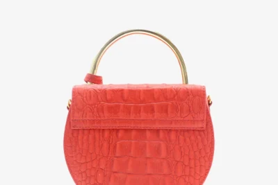 camelia mini Flamingo Red hb embossed croco