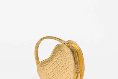 gold heart bag_crocodile leather