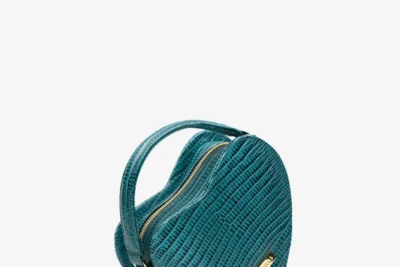 turquoise mini heart bag lizard .