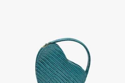 turquoise mini heart bag lizard