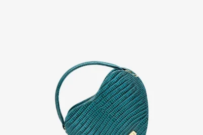 turquoise_mini heart bag lizard
