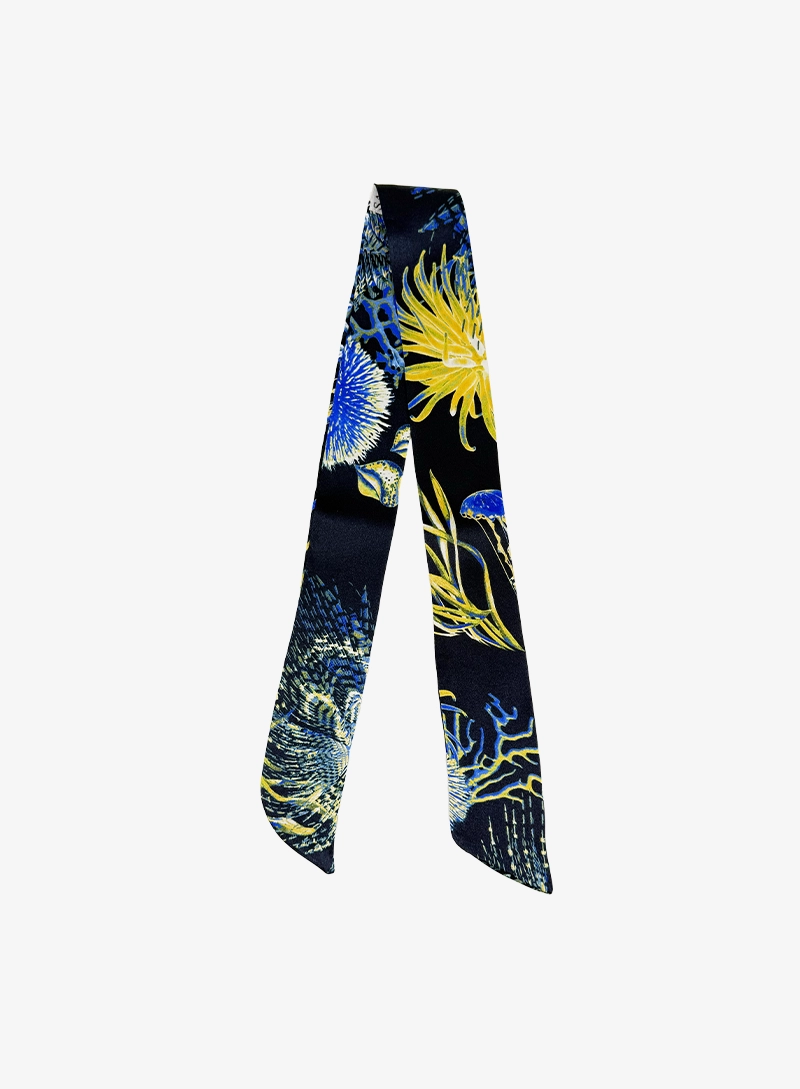 Tropical Floral Pattern-Deep Navy Blue