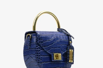 camelia mini crocodile 40 navy blue.