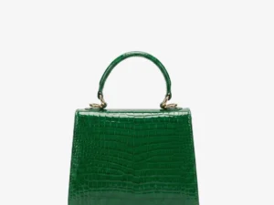 Jackie Micro.croco patent. green