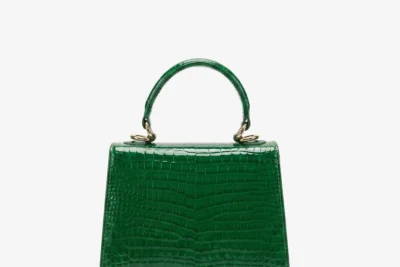 Jackie Micro.croco patent. green