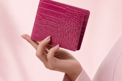 Model holding wallet creative pose 4K